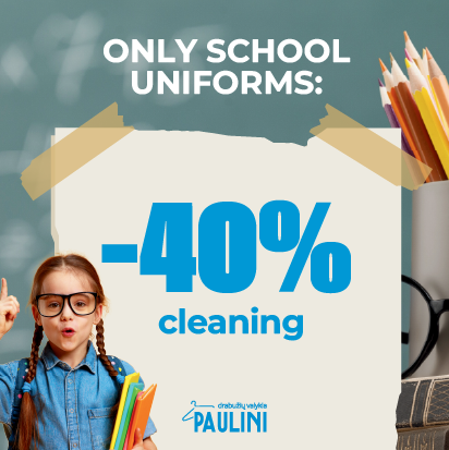 40 % nuolaida mokyklinių uniformų valymui