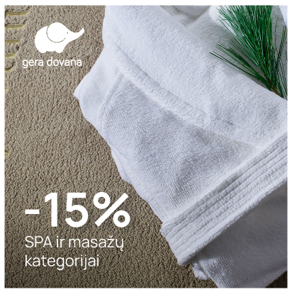 ‘-15% nuolaida SPA ir masažų kategorijai
