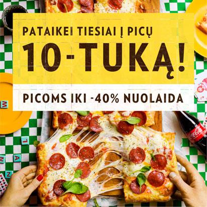 Populiariausių picų 10-tuką. Nuolaidos iki 40%.