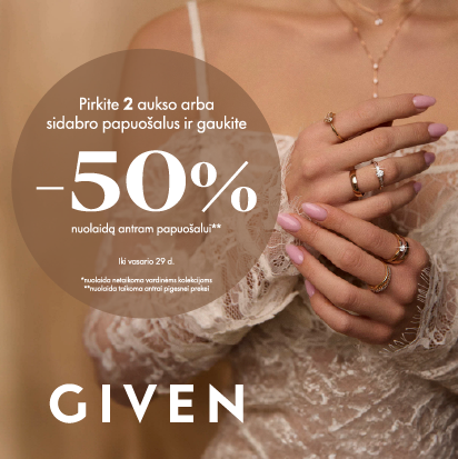 50 % nuolaida antram papuošalui