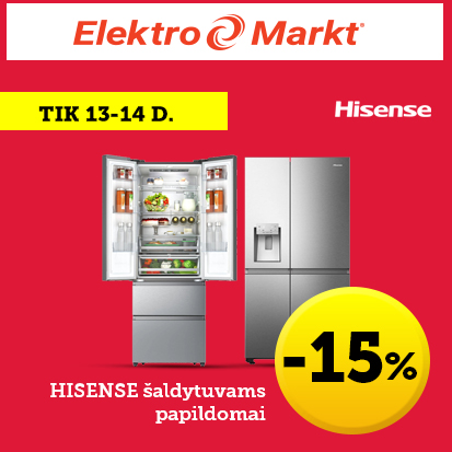 HISENSE šaldytuvams papildomai -15%