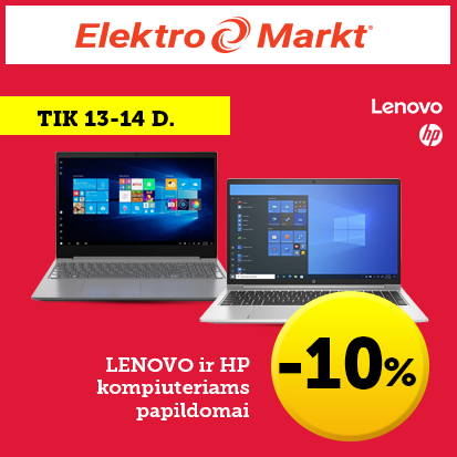 LENOVO ir HP kompiuteriams papildomai -10 %