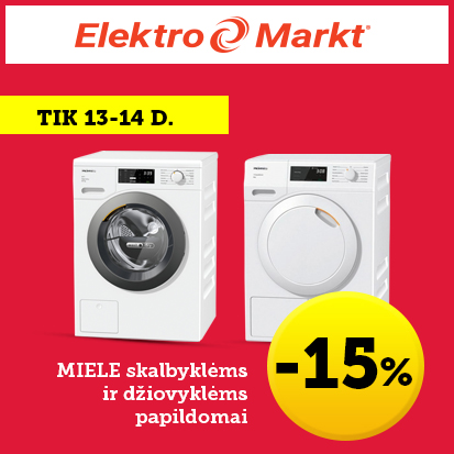 MIELE skalbyklėms ir džiovyklėms papildomai -15 %
