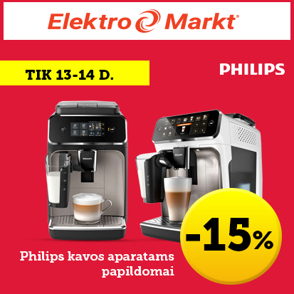 Philips kavos aparatams papildomai -15%