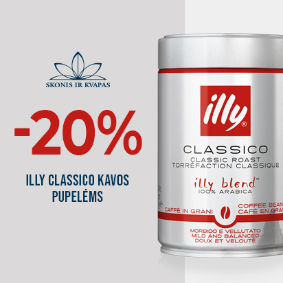 illy CLASSICO 250 g kavos pupelėms – 20 %