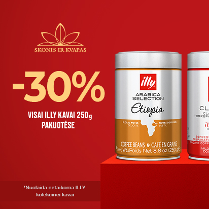 Lapkričio mėnesį visai ILLY kavai 250g pakuotėse taikoma –30% nuolaida*