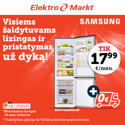 Visiems Samsung šaldytuvams 0 % lizingas ir 0 € pristatymas