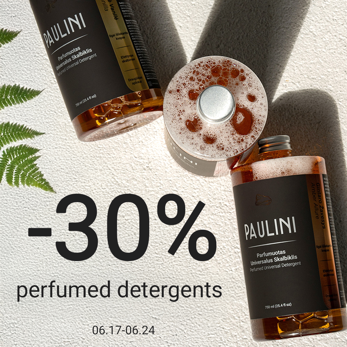 30 % nuolaida parfumuotiems PAULINI skalbikliams