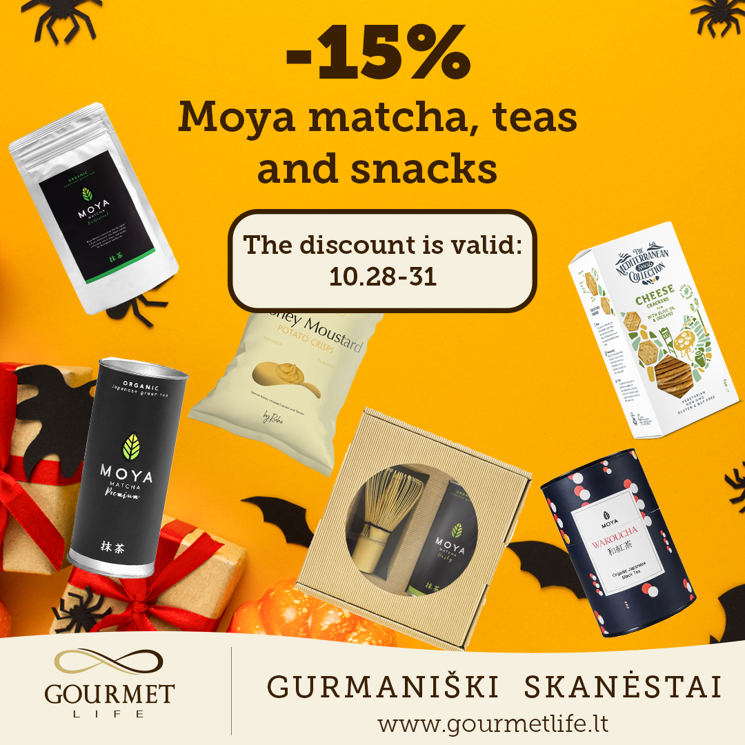 ‘-15% Moya Matcha, arbatai ir užkandžiams