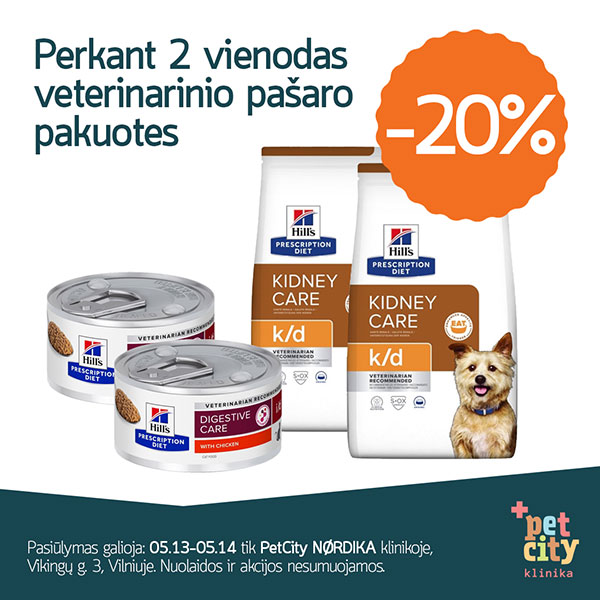 ‘-20 % perkant 2 veterinarinio maisto pakuotes