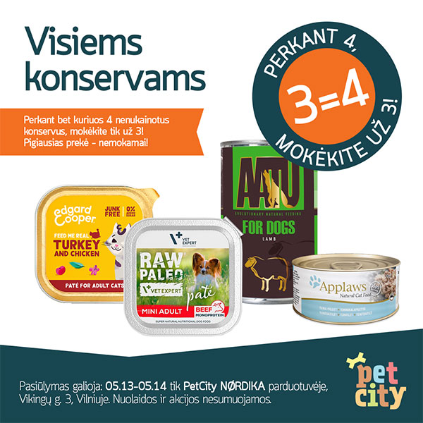 Perkant 4 konservus, mokėkite už 3!