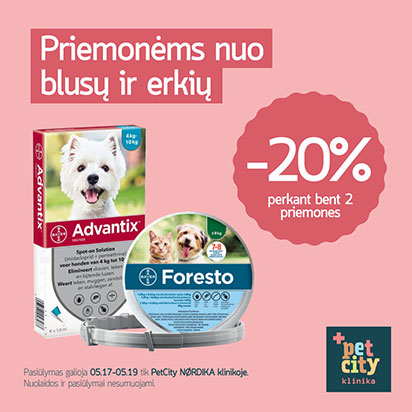 Priemonėms nuo blusų ir erkių -20 %
