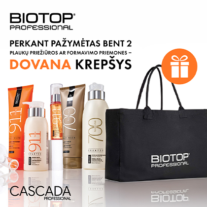 Įsigiję bent 2 „Biotop Professional“ plaukų priežiūros ar formavimo priemones dovanų gausite krepšį