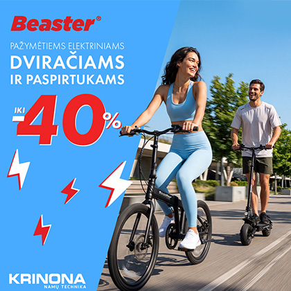 Iki -40% nuolaida pažymėtiems „Beaster“ elektriniams paspirtukams ir dviračiams