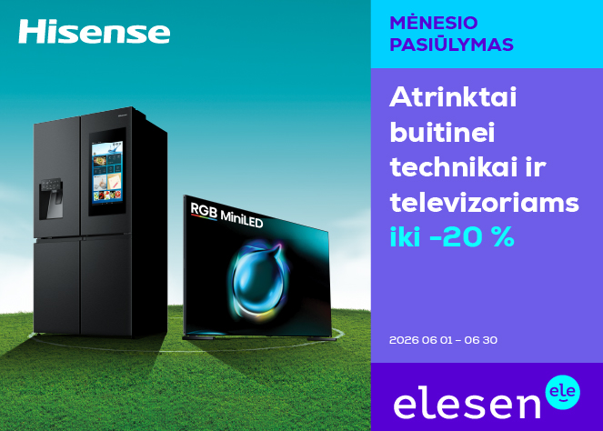 Atrinktai Hisense buitinei technikai ir televizoriams iki -20 %