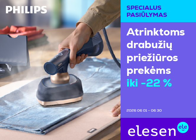 Atrinktoms Philips drabužių priežiūros prekėms iki -22 %