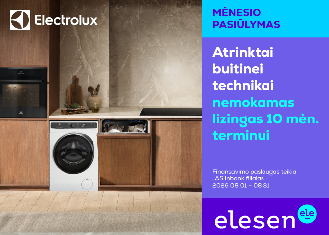 ELESEN. Nemokamas lizingas 10 mėnesių „Electrolux“ technikai