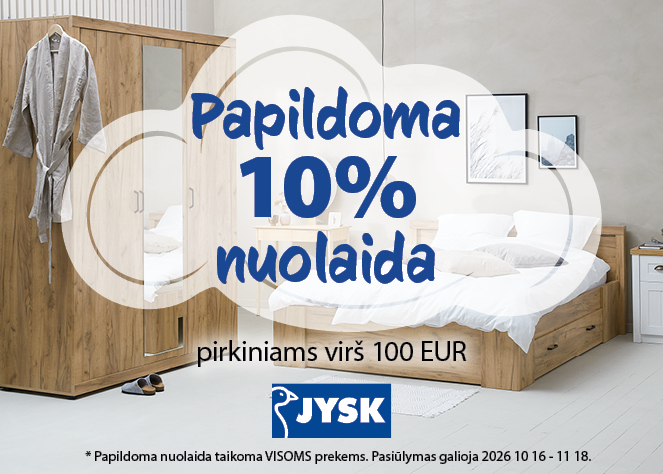10 % papildoma nuolaida VISIEMS pirkiniams virš 100 Eur!