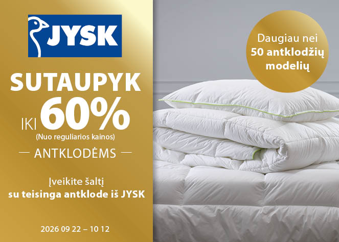 Sutaupyk iki 60 % ANTKLODĖMS (nuo reguliarios kainos)