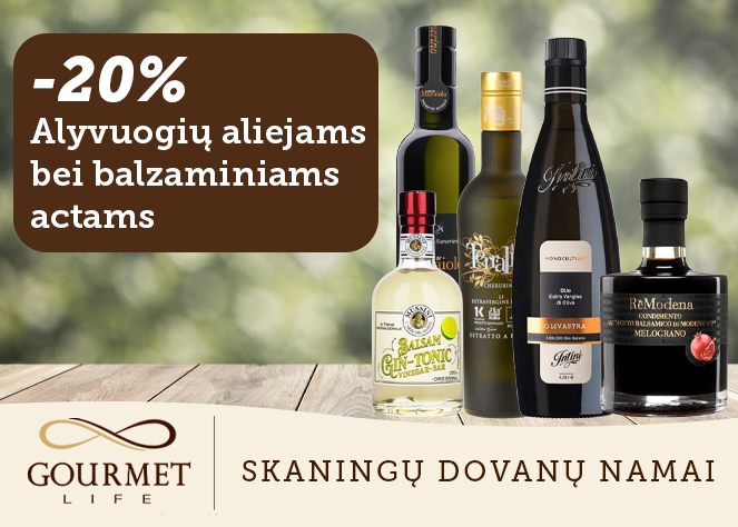 -20 % alyvuogių aliejui bei balzaminiam actui